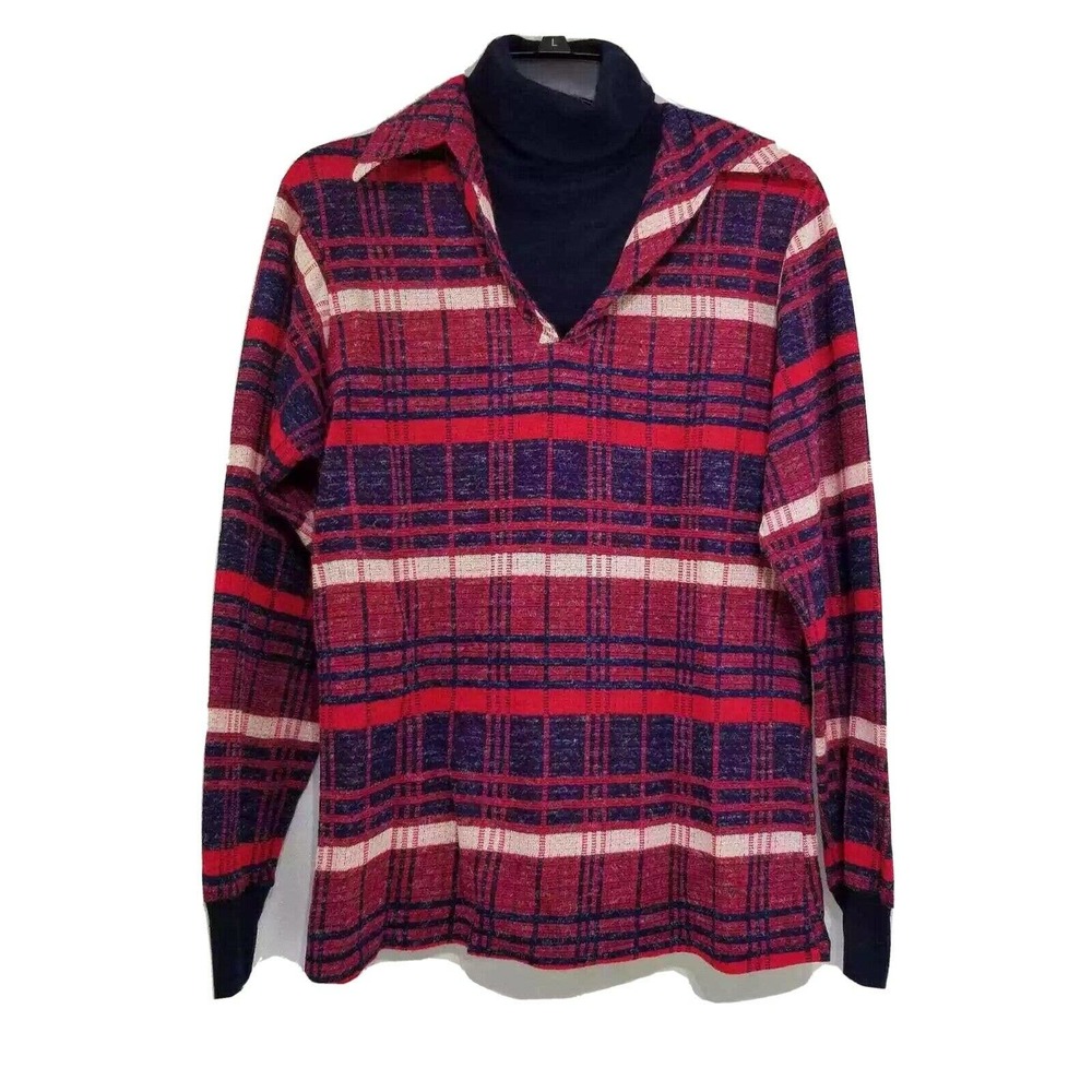 Vintage Kmart Women’s Turtleneck Pullover Plaid Acrylic Knit M Sweater USA Made